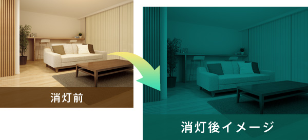 消灯前、消灯後イメージ